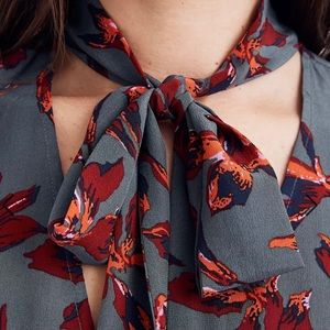 Madewell Winter Orchid Silk Tie Neck Wrap Top
